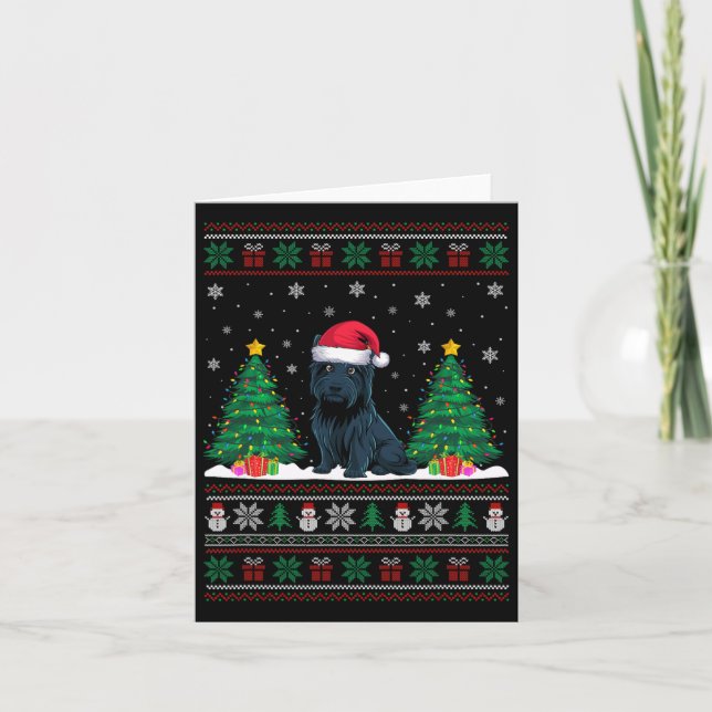 Carte Santa Hat Scottie Chien Christmas Tree Lumières S  (Devant)