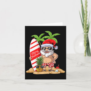 Carte Santa Hawaiian Surfing T-shirt Christmas Summer Su