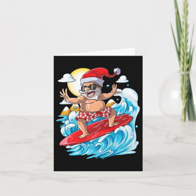 Carte Santa Hawaiian Surfing T-shirt Christmas Summer Su (Devant)