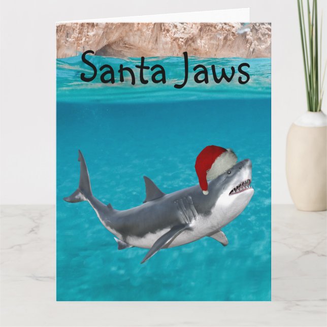 Carte Santa Jaws Funny Noël Requin  (Devant)