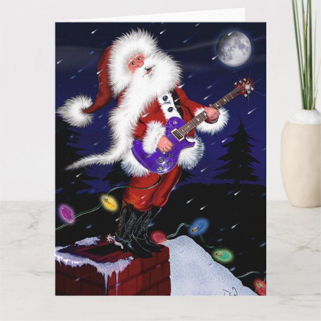 Carte Santa joue de la guitare (Devant)