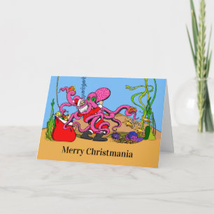 Carte Santa lutte contre un poulpe Merry Christmania
