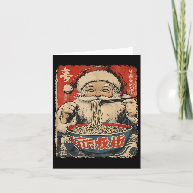 Carte Santa mangeant des nouilles Ramen Ukiyo-e Noël ins (Devant)
