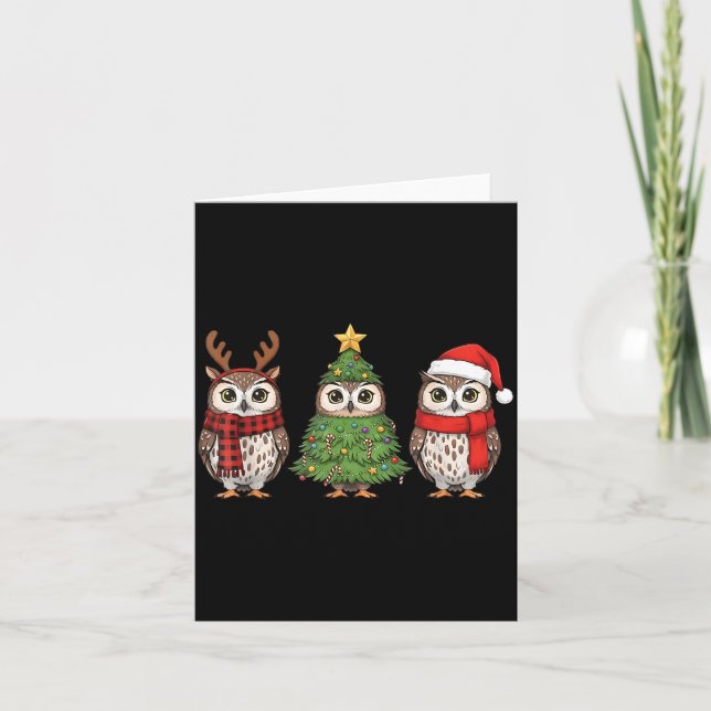 Carte Santa Owl Christmas Tree Owl Lover Animal Xmas Paj (Devant)