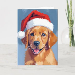 Carte Santa Paws Chiot Golden Retriever Noël