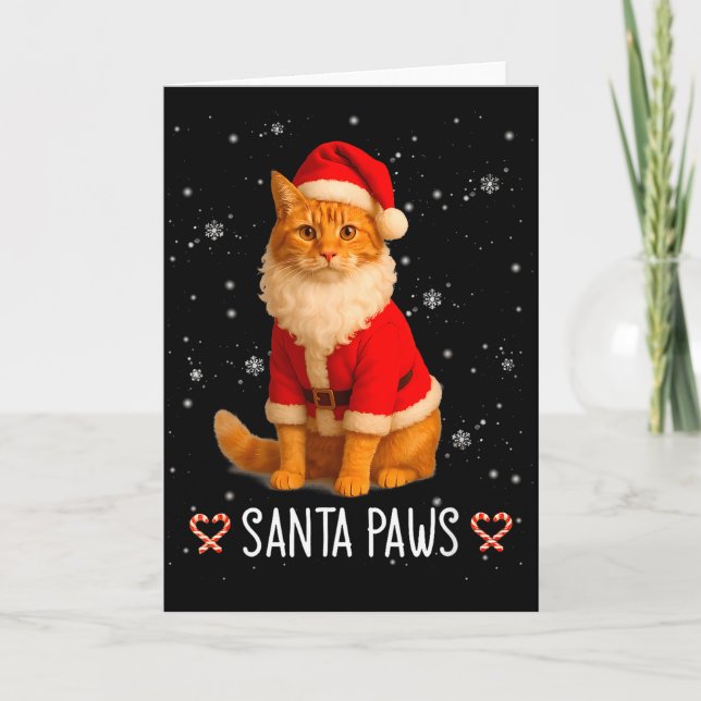 Carte Santa Paws Funny Orange Tabby Cat Christmas Holida (Devant)