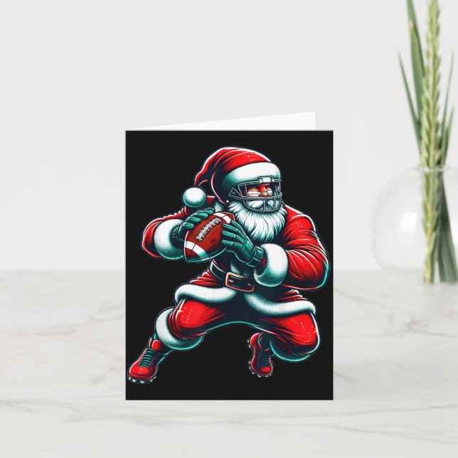 Carte Santa Playing American Football Christmas Women Me (Devant)