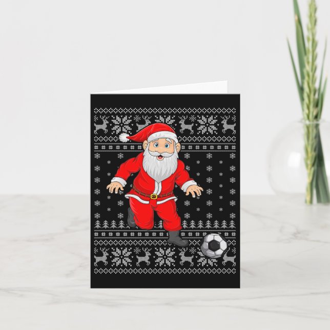 Carte Santa Playing Soccer Football Ugly Christmas Sweat (Devant)