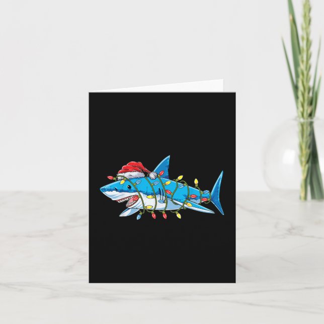 Carte Santa Shark Christmas Lights Sharkma Tree Xmas Bo (Devant)