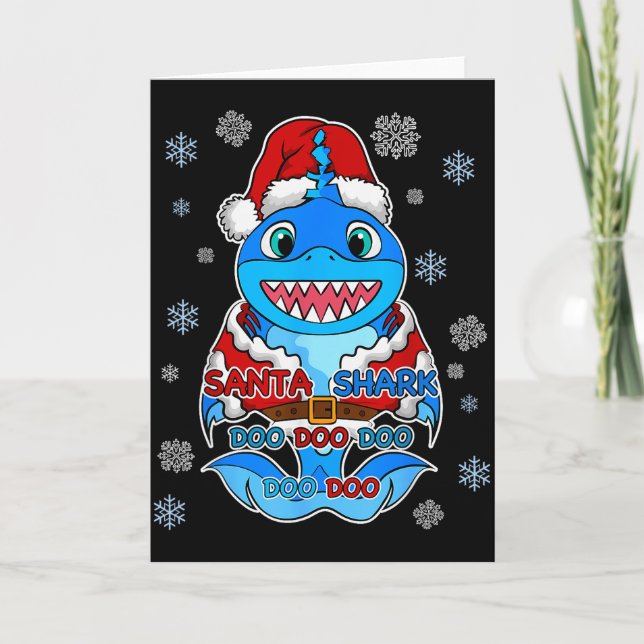 Carte Santa Shark, Shark In A Santa Suit, Christmas Shar (Devant)