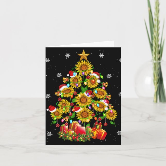 Carte Santa Sunflower Christmas Tree Xmas Lights Santa S (Devant)