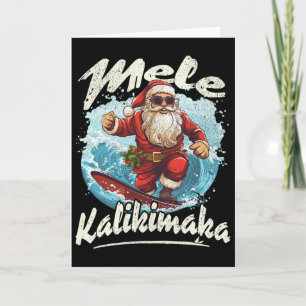 Carte Santa Surfant Mele Kalikimaka Aloha Hawaï Noël