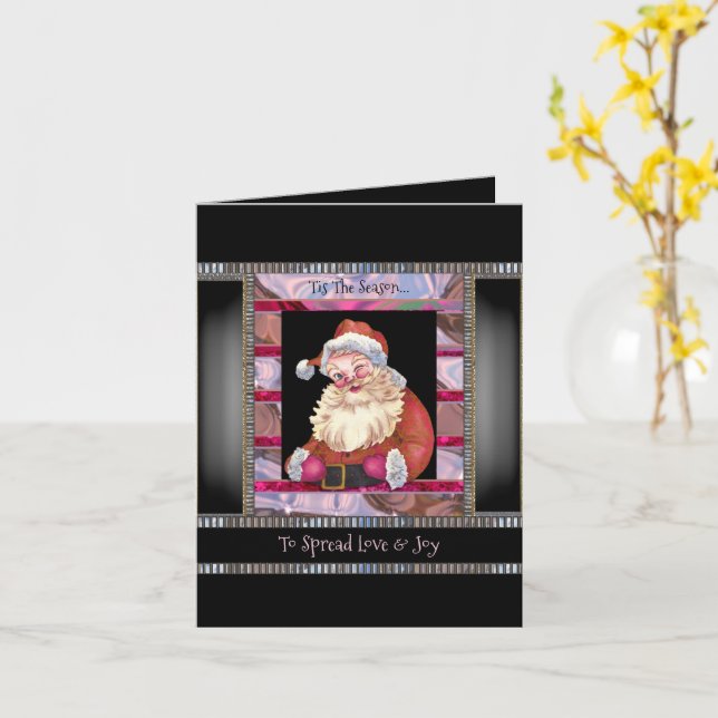 Carte Santa Wink Noël élégant  (Fleur jaune)