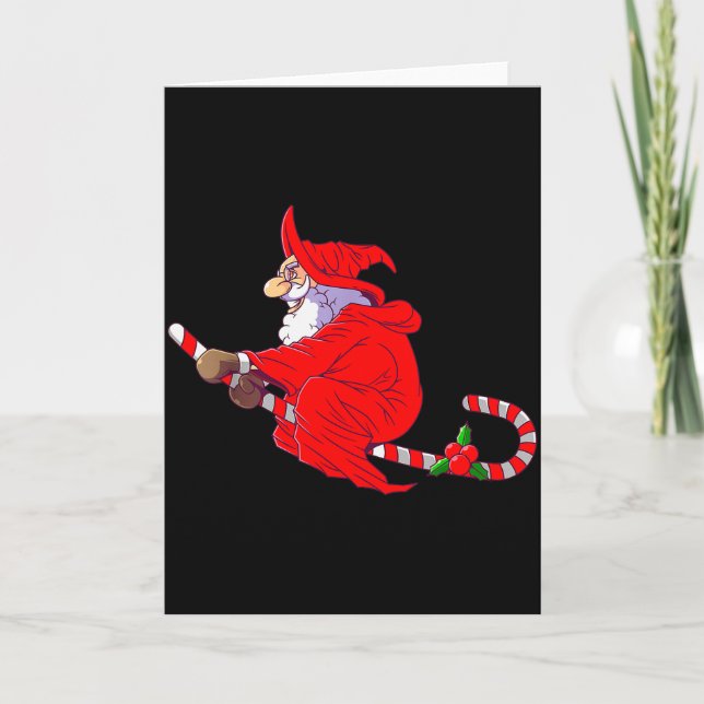 Carte Santa Witch Candy Cane Christmas Santa Hat Funny C (Devant)
