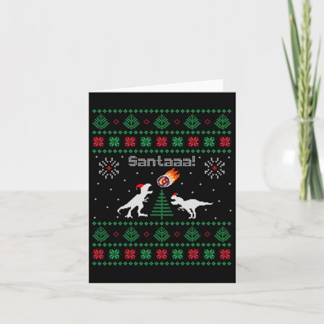 Carte Santaaa Dinosaur Doudou de Noël moche (Devant)
