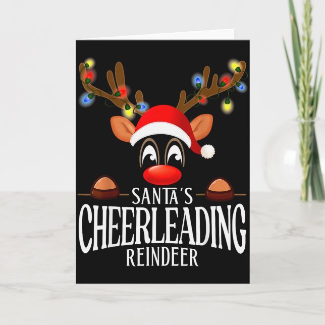 Carte Santa's Cheerleading Reindeer Funny Xmas Matching  (Devant)