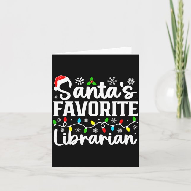Carte Santa's Favorite Librarian Funny Christmas Family  (Devant)