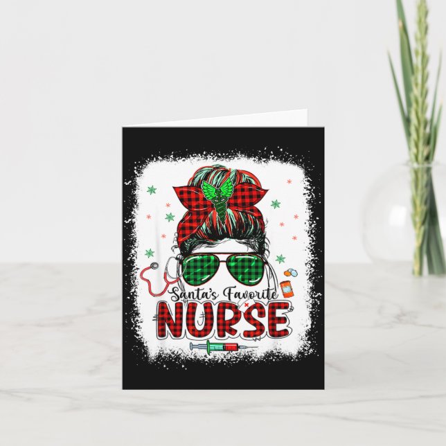 Carte Santas Favorite Nurse Christmas Santa Hat Light Me (Devant)