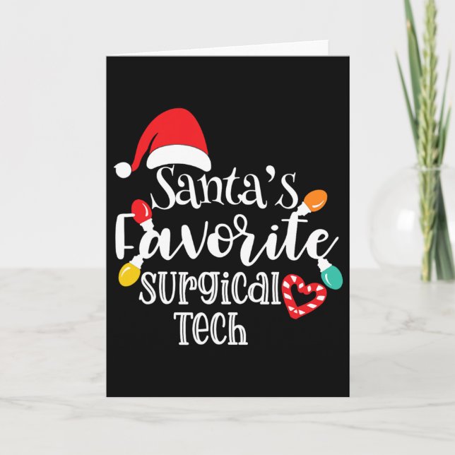 Carte Santa's Favorite Surgical Tech Christmas Lights Sa (Devant)