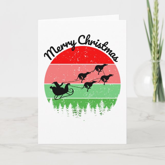 Carte Santas Sleigh tiré par des lévriers (Devant)