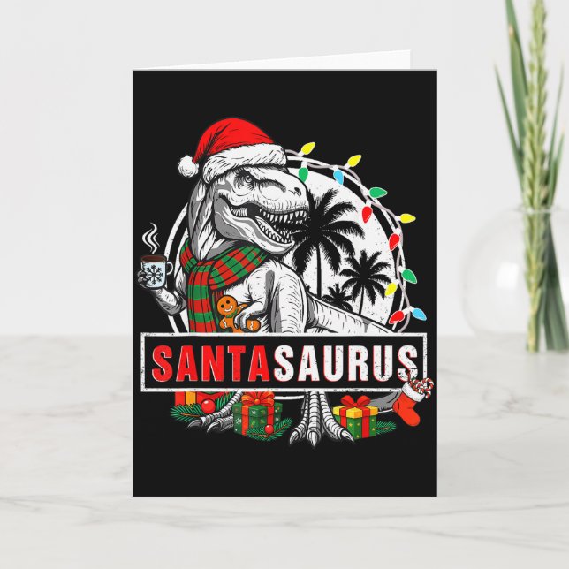 Carte Santasaurus T Rex Dinosaure Drôle Santa Saurus Amu (Devant)
