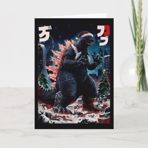 Carte Santazilla Monstre Japonais Kaiju Dinosaure Noël