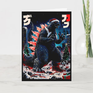 Carte Santazilla Monstre Japonais Kaiju Dinosaure Noël