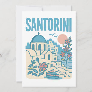 Carte Santorin Grèce Illustration de Voyage Minimaliste