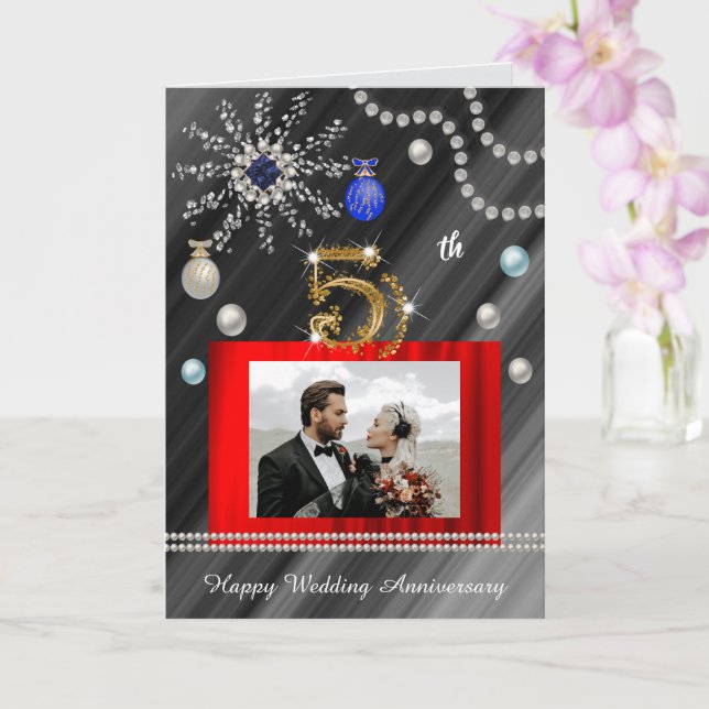 Carte Saphir 5e anniversaire à Noël | 2 photos (Orchidée)
