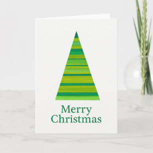 Carte Sapin de Noël à rayures à l'aquarelle
