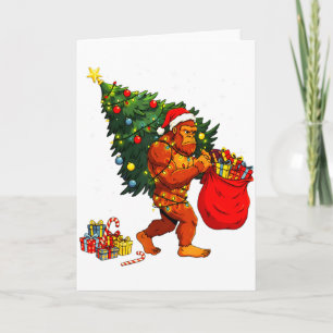 Carte Sapin de Noël Bigfoot Santa Éclairages de Noël Drô