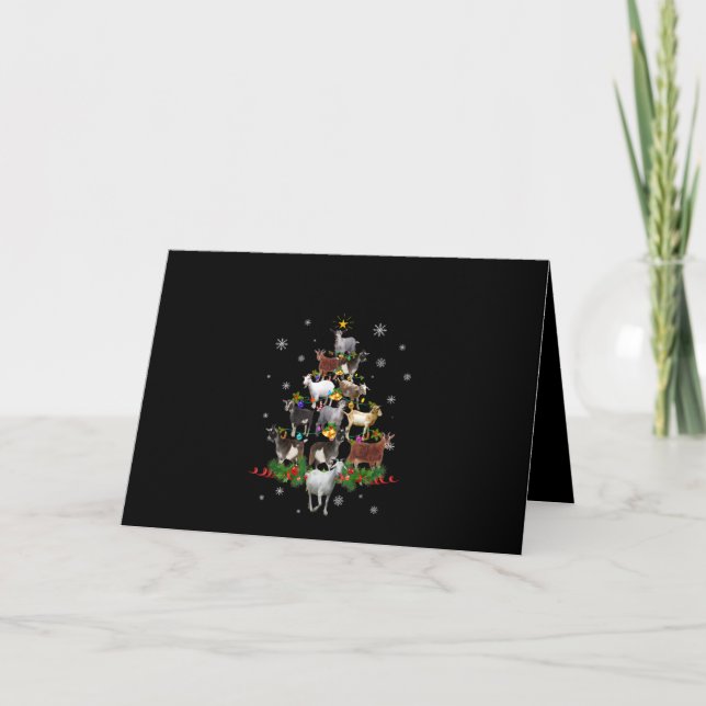 Carte Sapin de Noël Chèvre Neige Chèvre Noël (Devant)