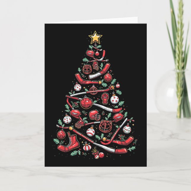 Carte Sapin de Noël de hockey  (Devant)