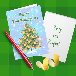 Carte Sapin de Noël décoré au citron Zesty Bright