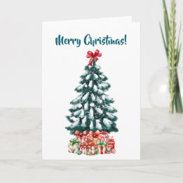Carte Sapin de Noël Élégant sous la Neige Blanc