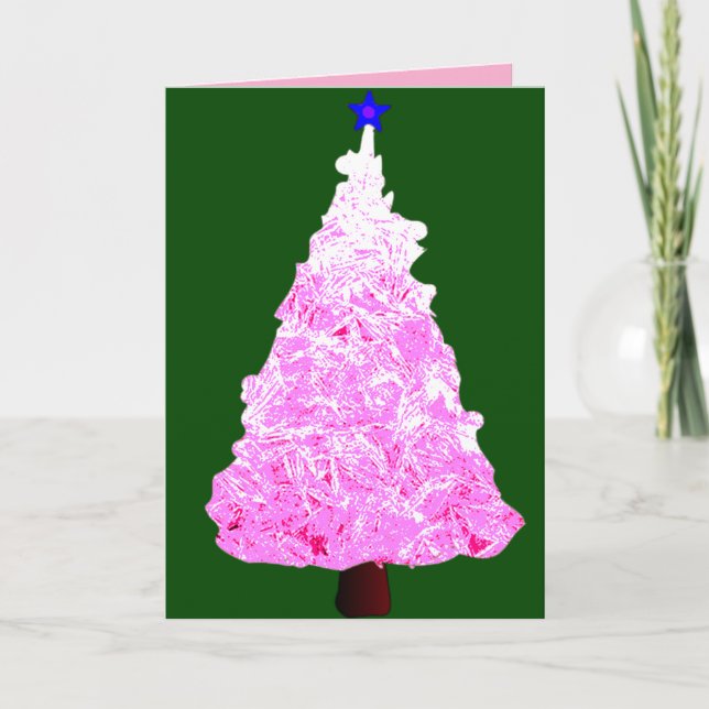 Carte Sapin de Noël en cristal rose  (Devant)