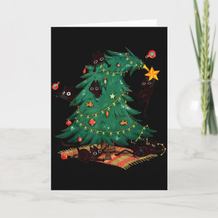 Carte Sapin de Noël et chat Mignon Noël Amateur de chat