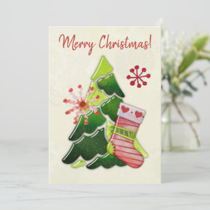 Carte Sapin de Noël et fantaisie de chaussette