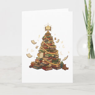 Carte Sapin de Noël fantaisiste pour amoureux des livres