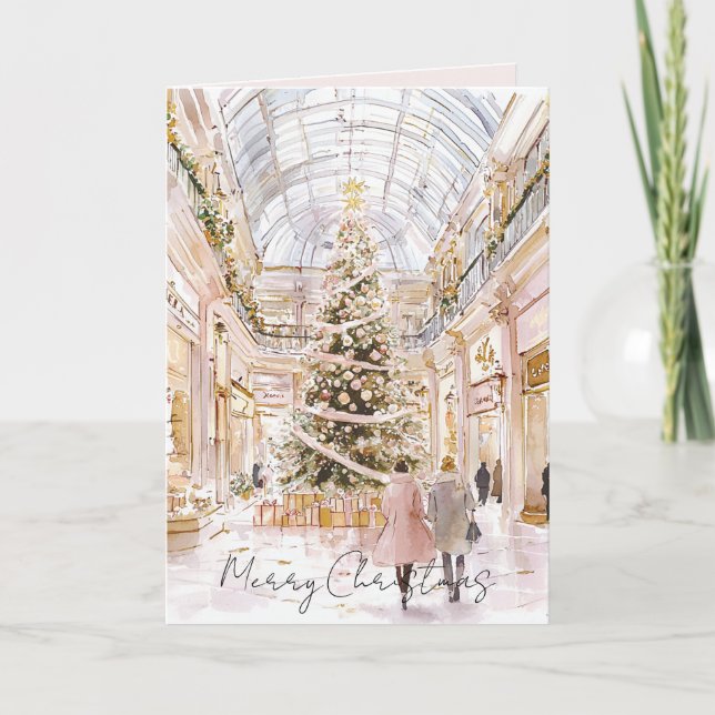 Carte Sapin de Noël Fenêtre Rose Pâle (Devant)