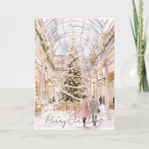Carte Sapin de Noël Fenêtre Rose Pâle