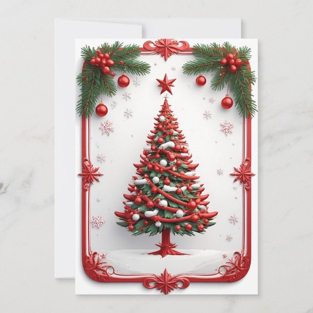 Carte Sapin de Noël festivement décoré (Devant)