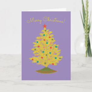 Carte Sapin de Noël flocqué jaune brillant