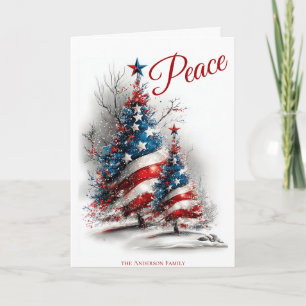 Carte Sapin de Noël patriotique de la paix