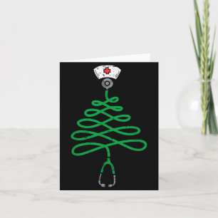 Carte Sapin de Noël Stéthoscope Infirmière Noël Chemise