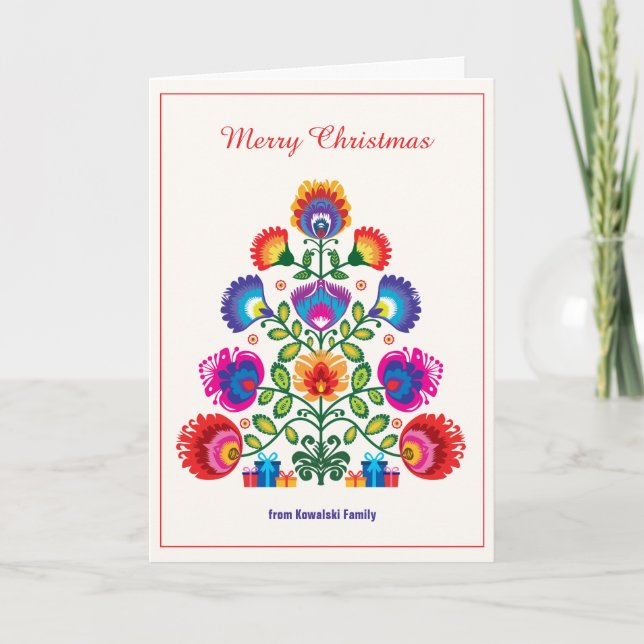 Carte 🎄Sapin de Noël - style folklore (Devant)