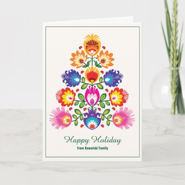 Carte 🎄Sapin de Noël - style folklore (Devant)