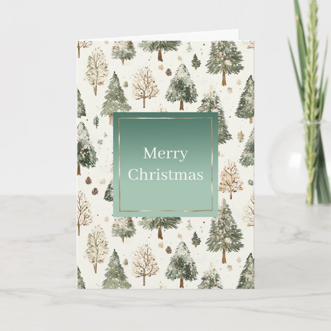 Carte Sapins de Noël Crème de Menthe Vert Pin (Devant)