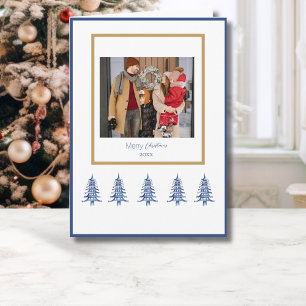 Carte Sapins de Noël Pagode Bleue 1-Photo