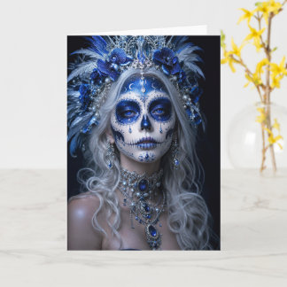 Carte Sapphire Moon Calavera – Jour Céleste Bleu de la